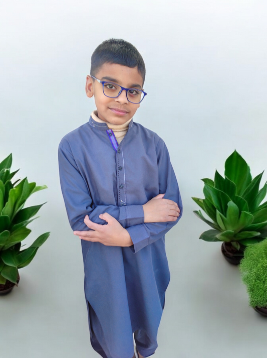 Boy's Bottle Green Kurta Shalwar - EBTKS24-3969