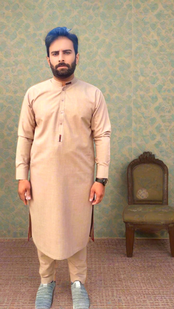 Signature Logo Dark Green Shalwar Kameez With Golden Buttons