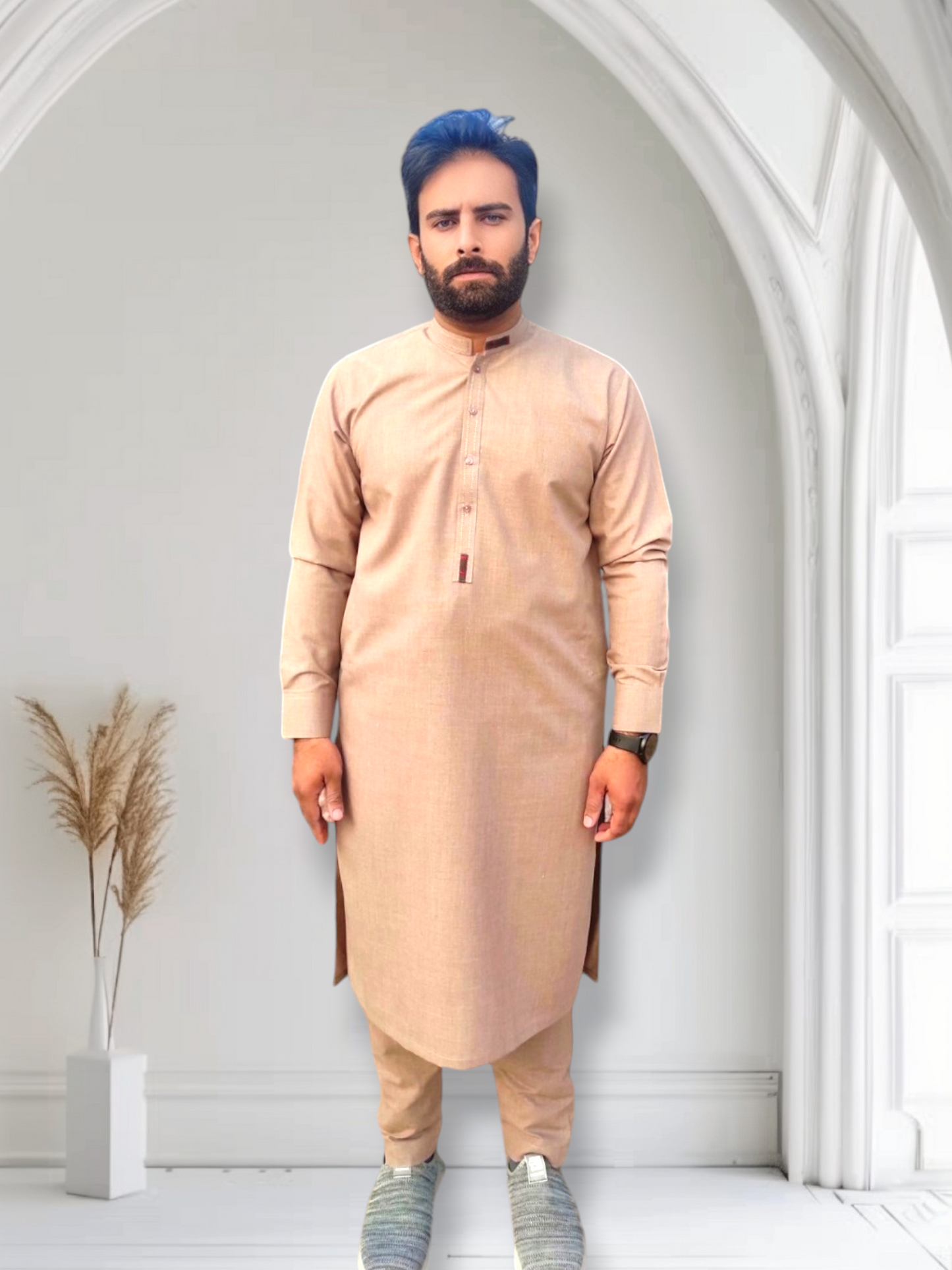 Signature Logo Dark Green Shalwar Kameez With Golden Buttons