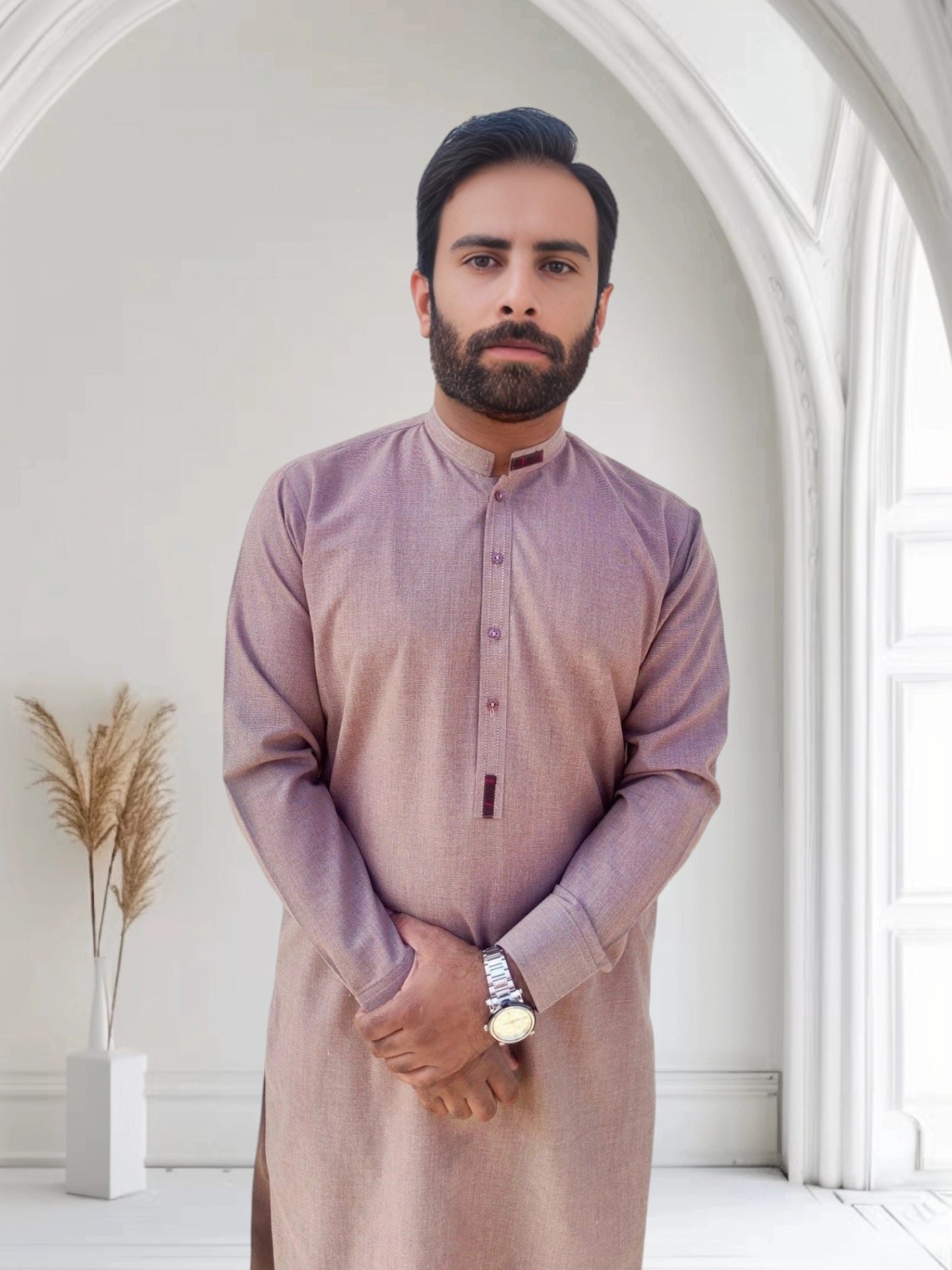 Signature Logo Dark Green Shalwar Kameez With Golden Buttons