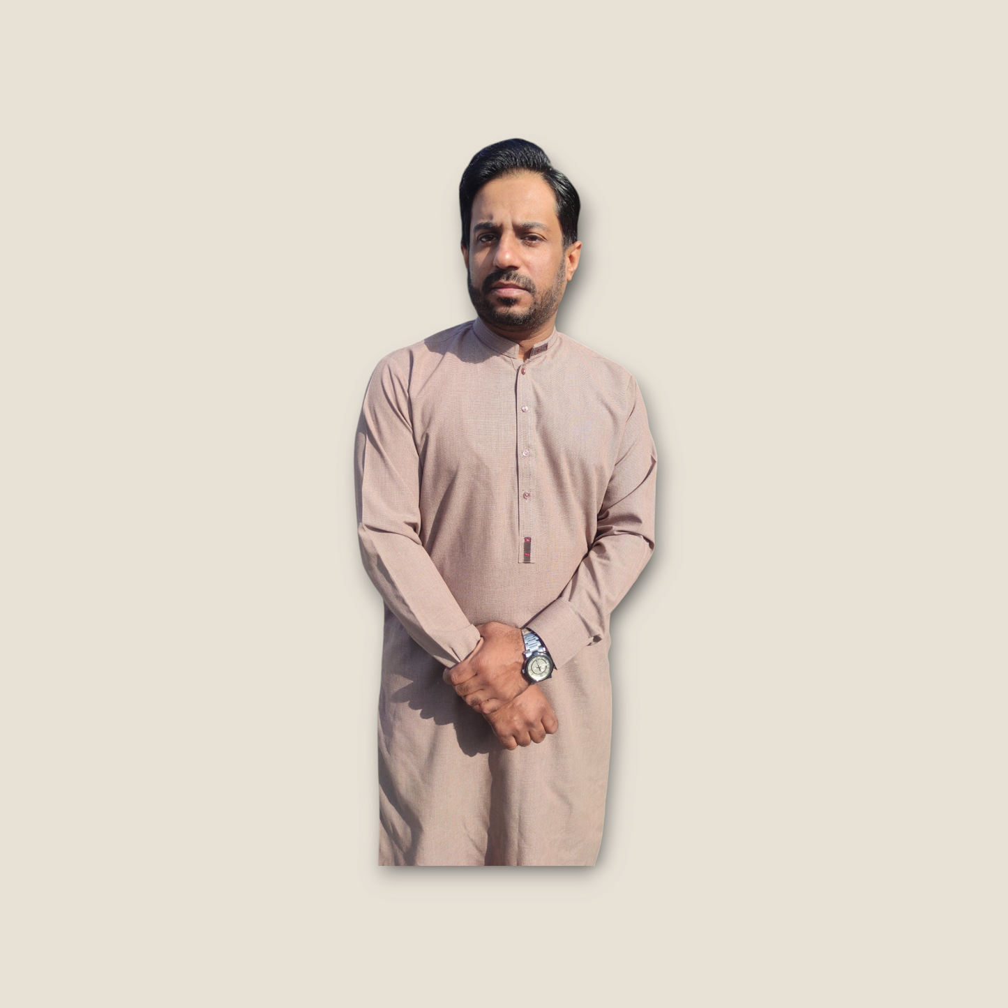 Signature Logo Dark Green Shalwar Kameez With Golden Buttons